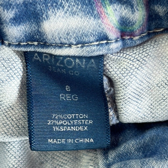 Arizona Jean Co Girls Shorts Size 8 Blue Faded Elastic Waist Faux Drawstring - Picture 3 of 3